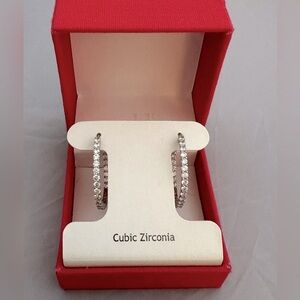 Rachel Ashwell | Elegant Silver Cubic Zirconia Hoop Earrings